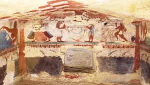 Túmulo etrusco com pinturas antigas